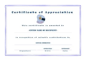 Certificate of Appreciation 001 - A4 Landscape - Casual