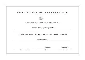 Certificate of Appreciation - A4 Landscape - Formal