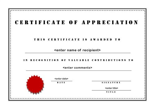 Certificates of Appreciation 003 - A4 Landscape - Stencil