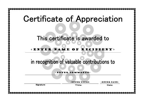 Certificate of Appreciation