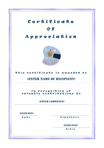 Certificate of Appreciation - A4 Portrait - Casual