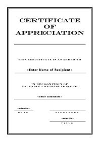 Certificate of Appreciation - A4 Portrait - Engraved