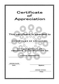 Certificates of Appreciation - A4 Portrait