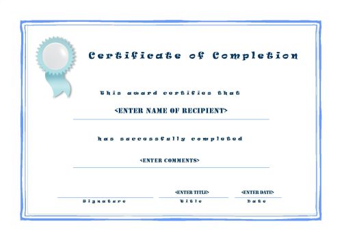 Certificate of Completion 001 - A4 Landscape - Casual