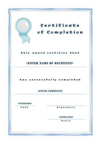 Certificate of Completion 101 - A4 Portrait - Casual