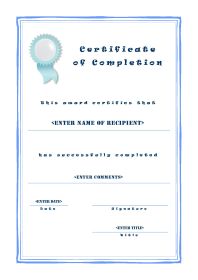 Free Certificate Template of Completion - A4 Portrait - Casual