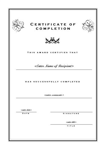 Certificate of Completion 102 - A4 Portrait - Formal