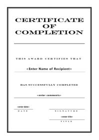 Certificate of Completion 104 - A4 Portrait - Engraved