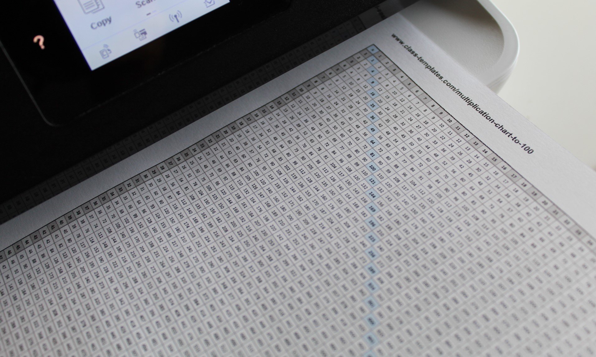 Multiplication Chart to 100 printing