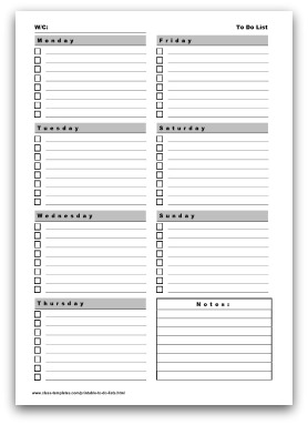 7 Day To Do List Printable