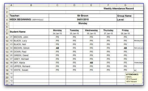 Attendance Chart Template Excel