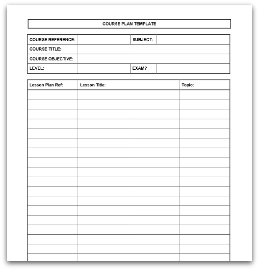 Printable Course Plan Template in PDF format