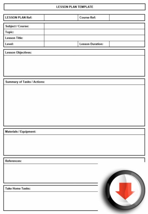 Printable Lesson Plan Template in PDF format