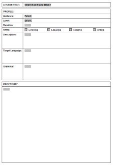 TEFL Lesson Plan Template in MS WORD