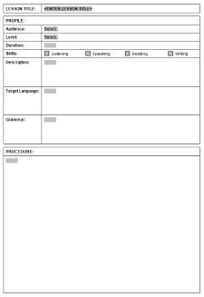 Lesson Plan Template and Sample, EFL Resources