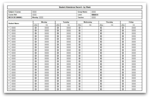 Click here to download the Weekly Attendance Sheet Template